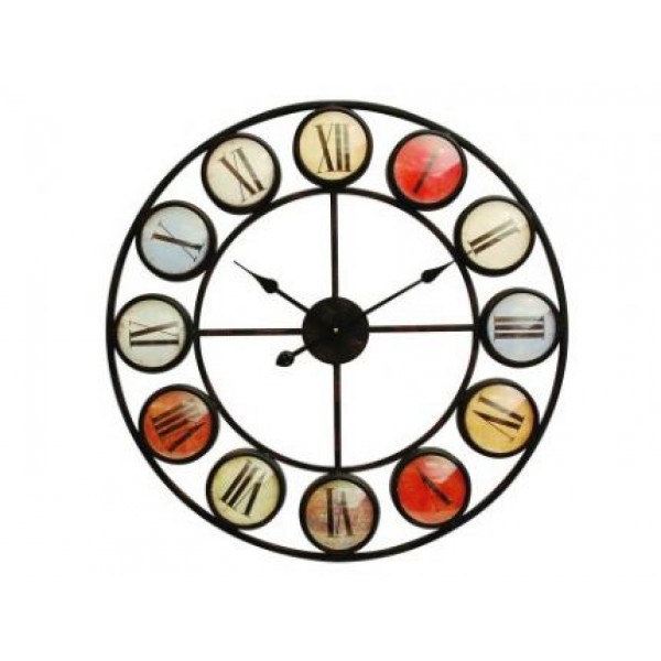 Smarty Iron Clock Roman Numerals Coloured Domed Glass